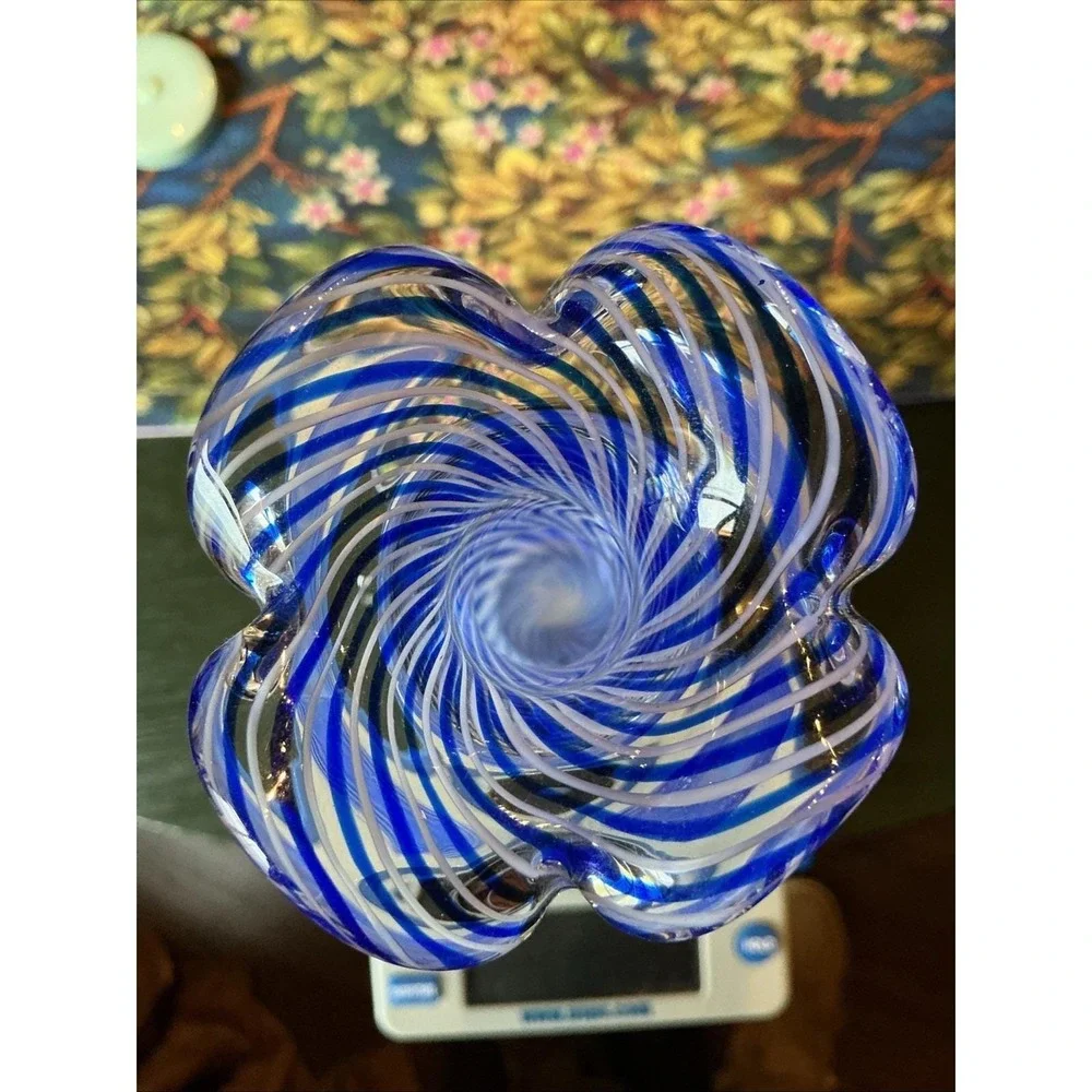 VTG MCM Turkish Pasabahce Blue &‎ White Filament 9